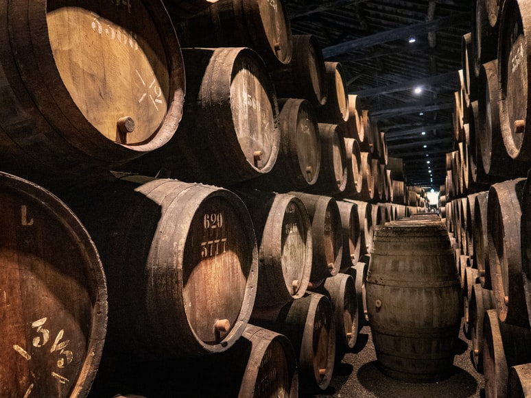 Barrels holding Port wine.