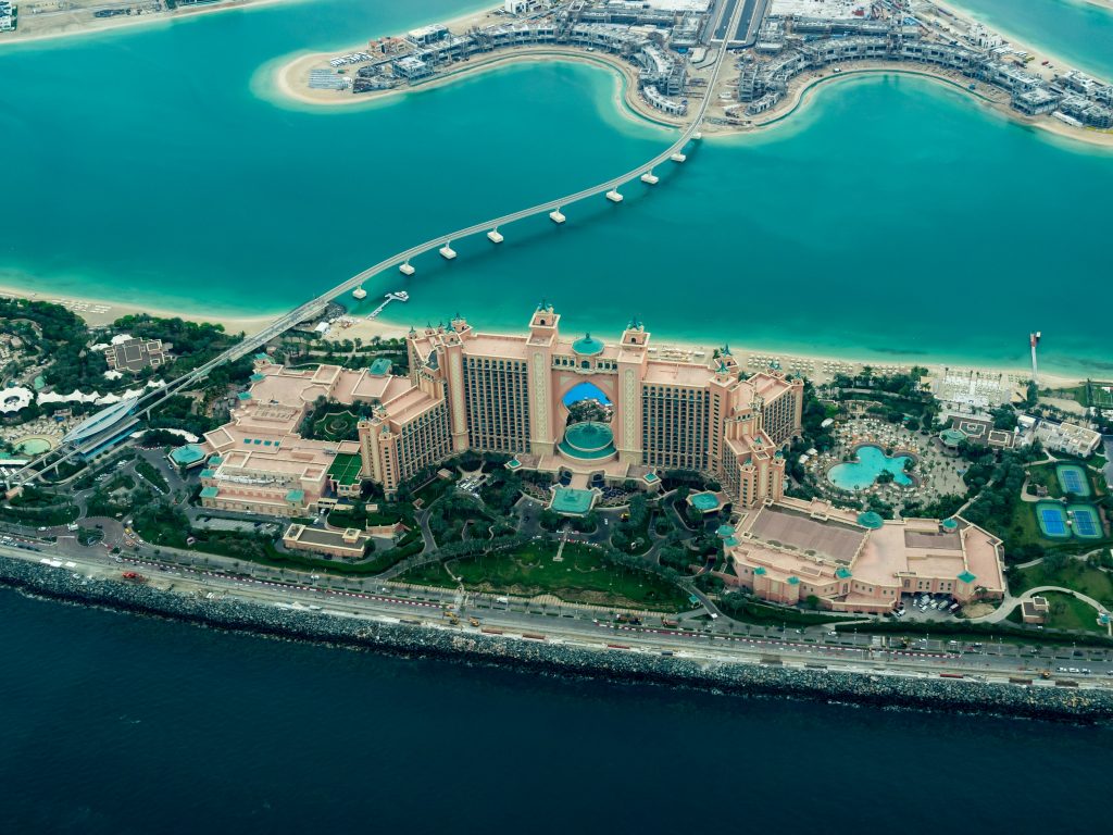 The Palm in Dubai seen from the air.