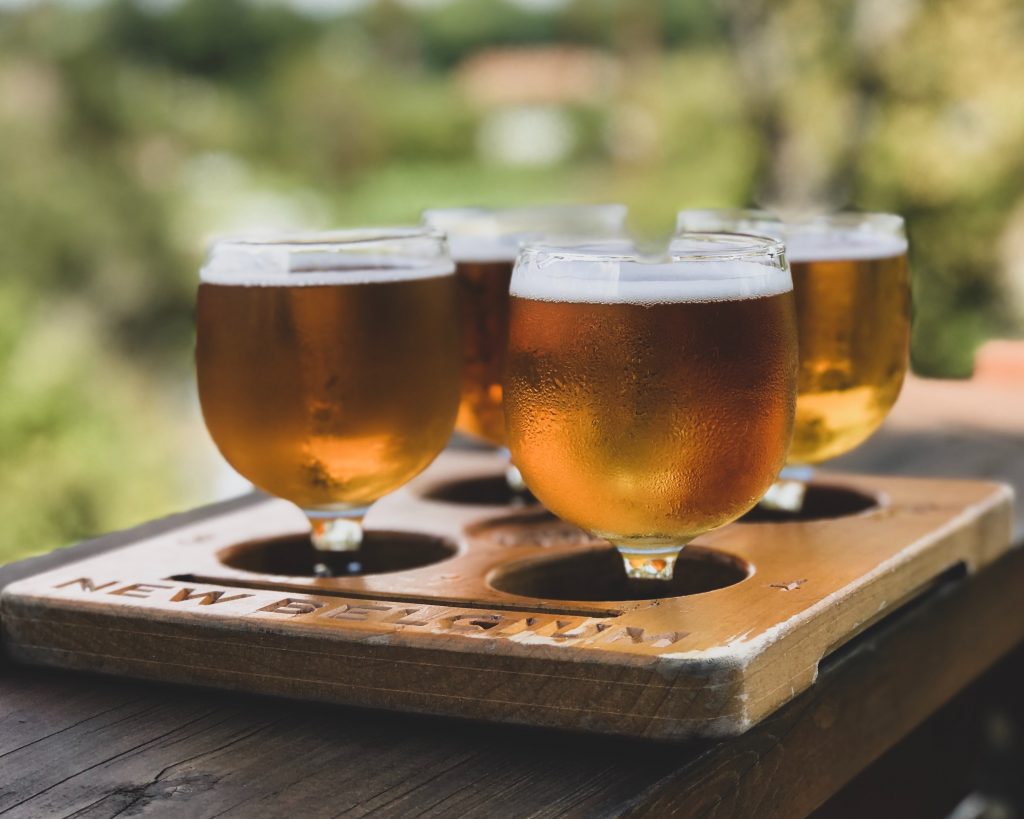 A flight of beer in Asheville. 