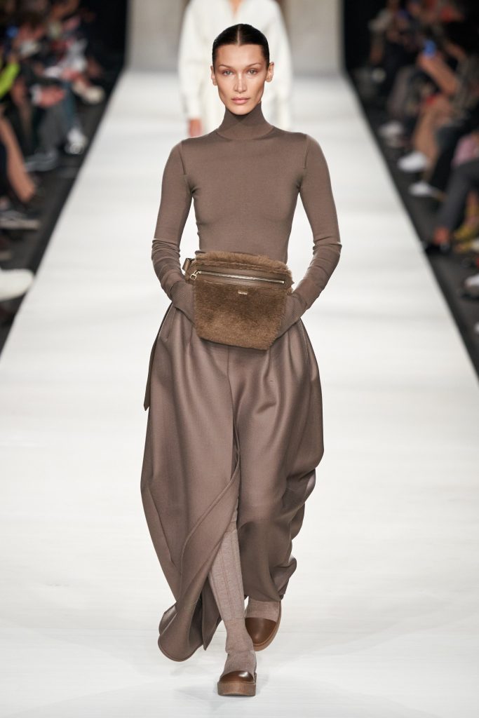 Bella Hadid at the Max Mara AW22 Show at Milan Fashion Week | Credit: Alessandro Lucioni
