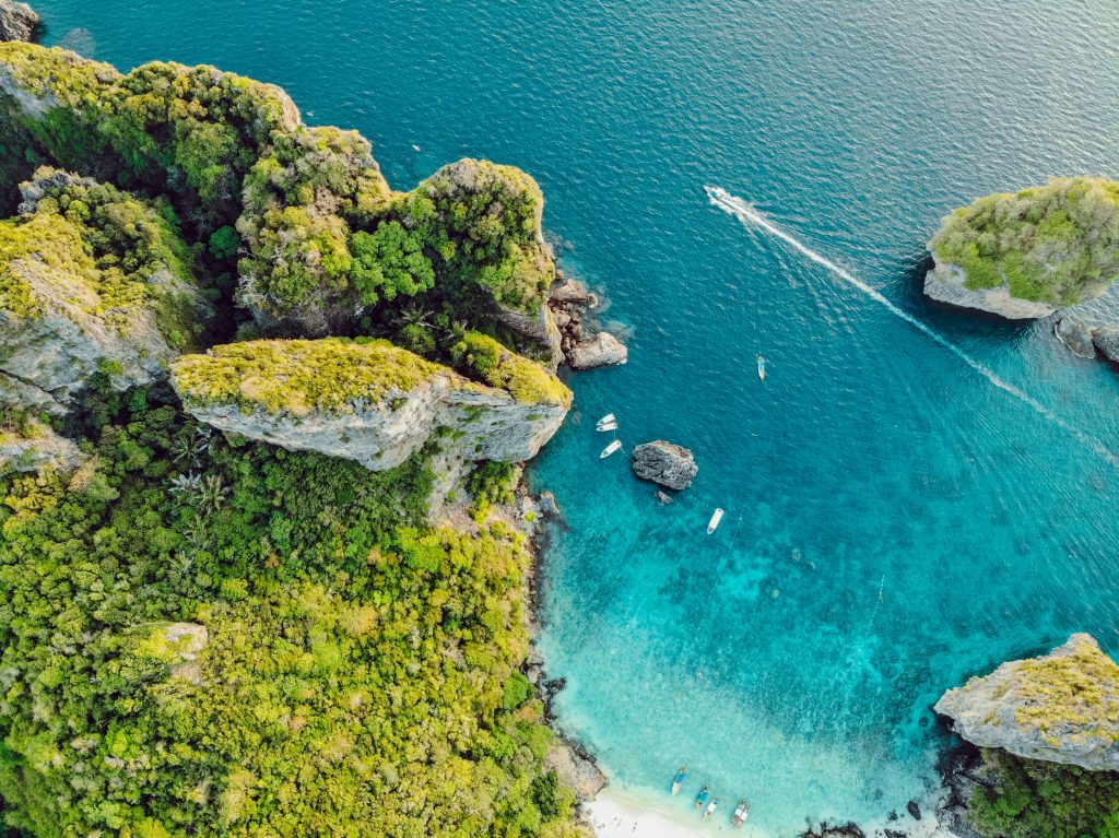 An aerial view of Thailand's south coast.