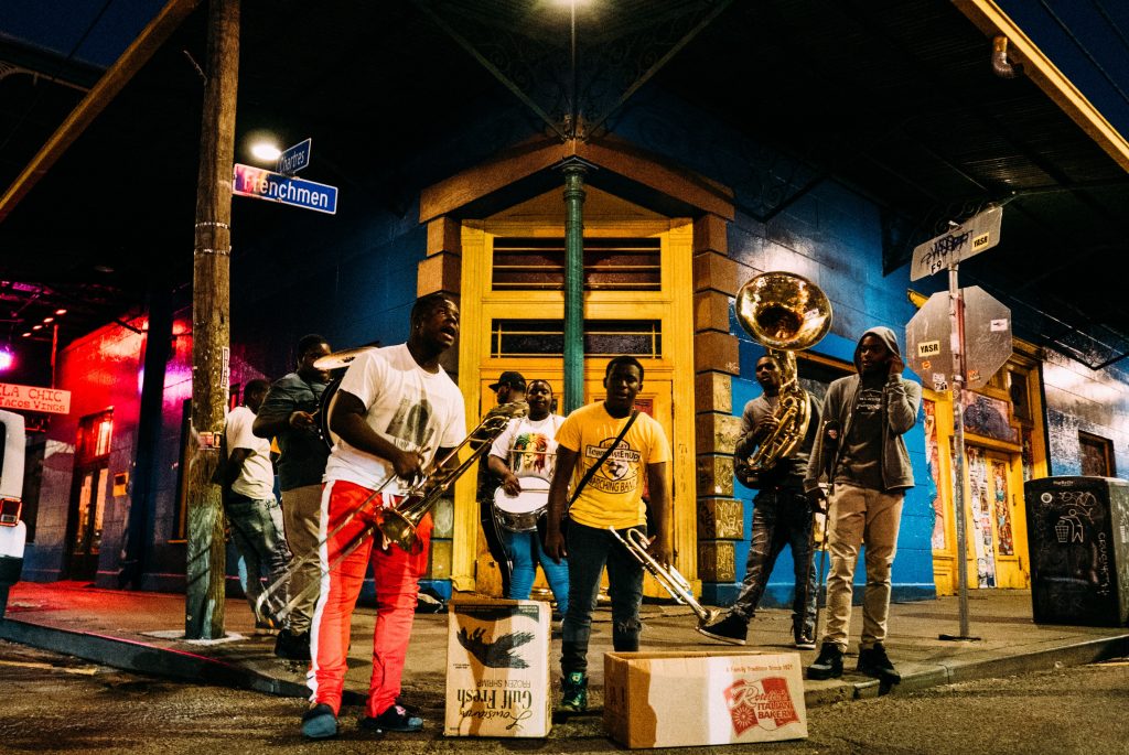A band playing in New Orleans.