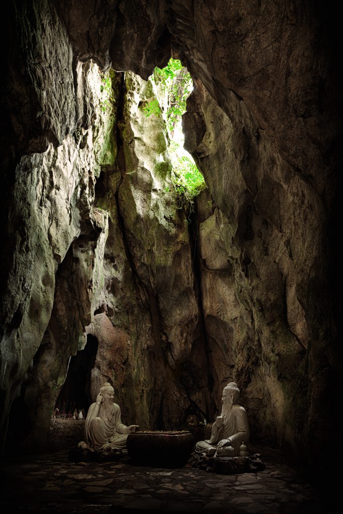 Two marble statues in the Marble Mountain in Central Vietnam.