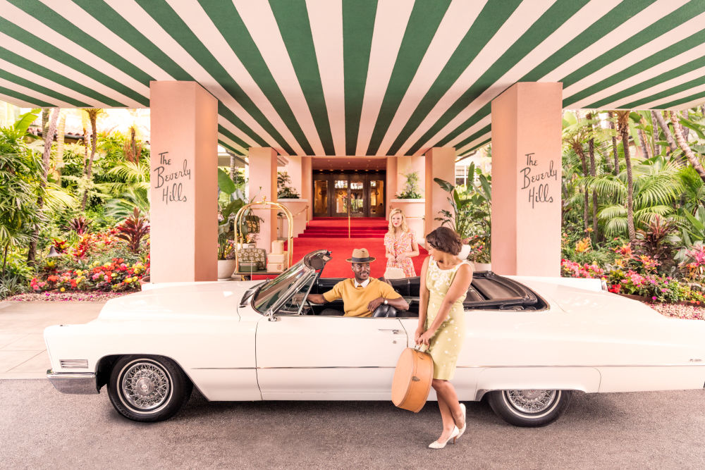 Malin captures the iconic old -world elegance of the Beverly Hills Hotel entrance