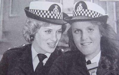 Princess Diana and the Duchess of York in fancy dress as Policewomen