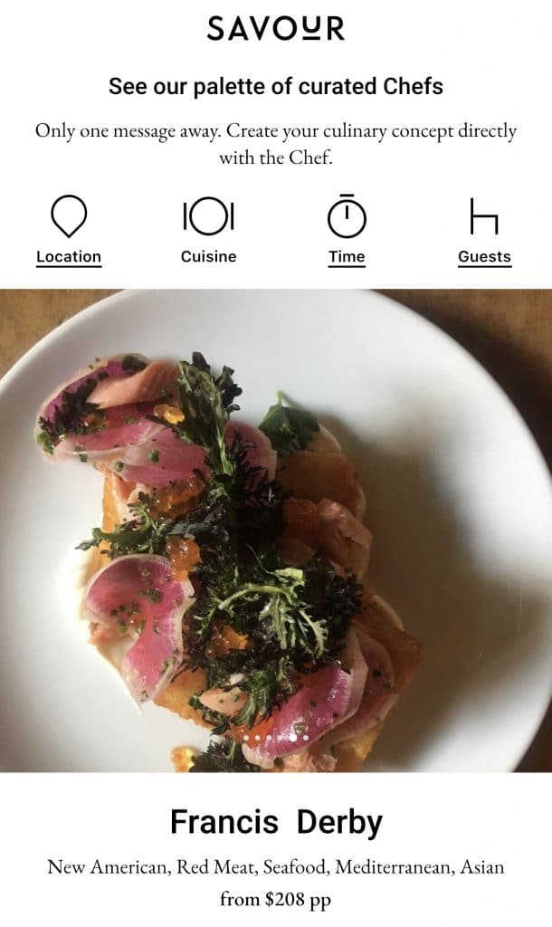 SAVOUR — Top Chefs On-Demand In Exciting New App 