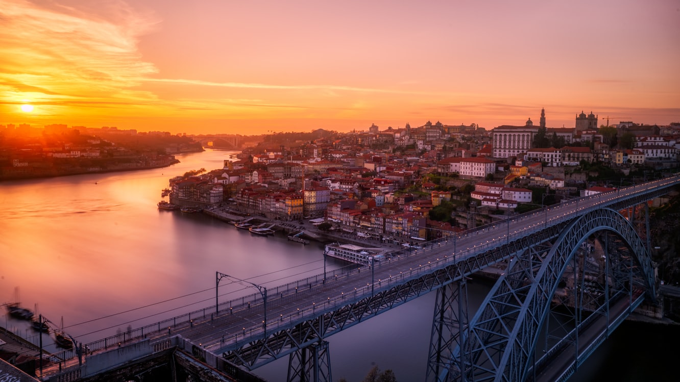 Porto, Portugal at sunset.