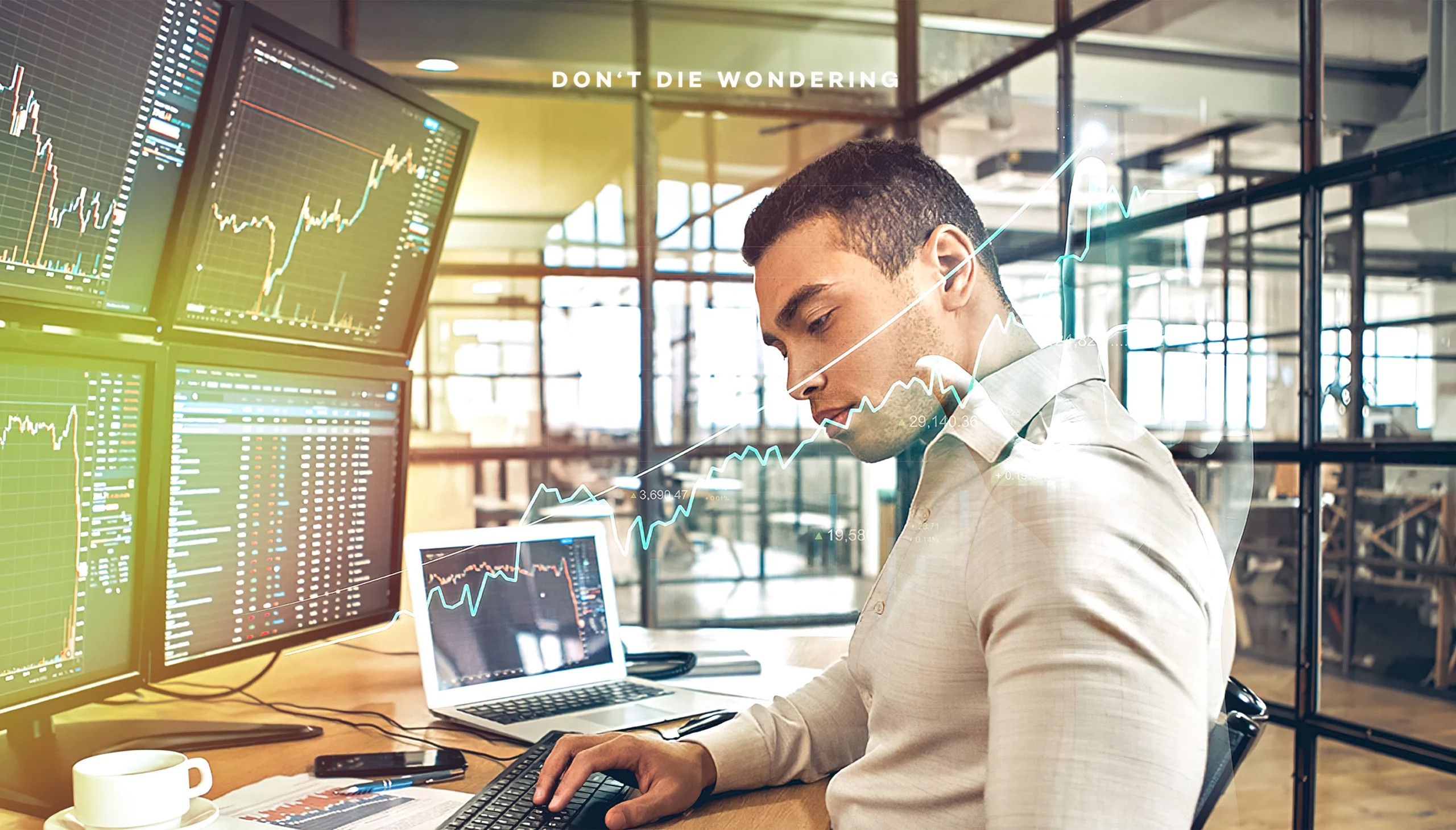 hedge fund employee on desk