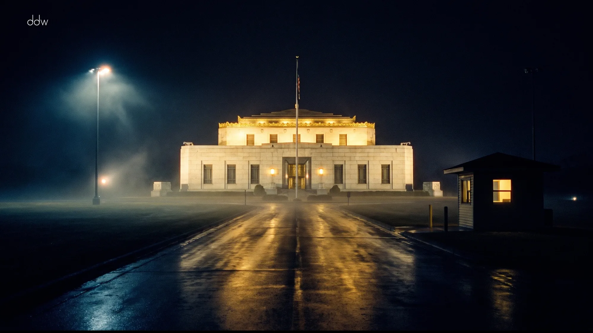 Where the world's gold is stored: the United States Bullion Depository, Fort Knox, at night