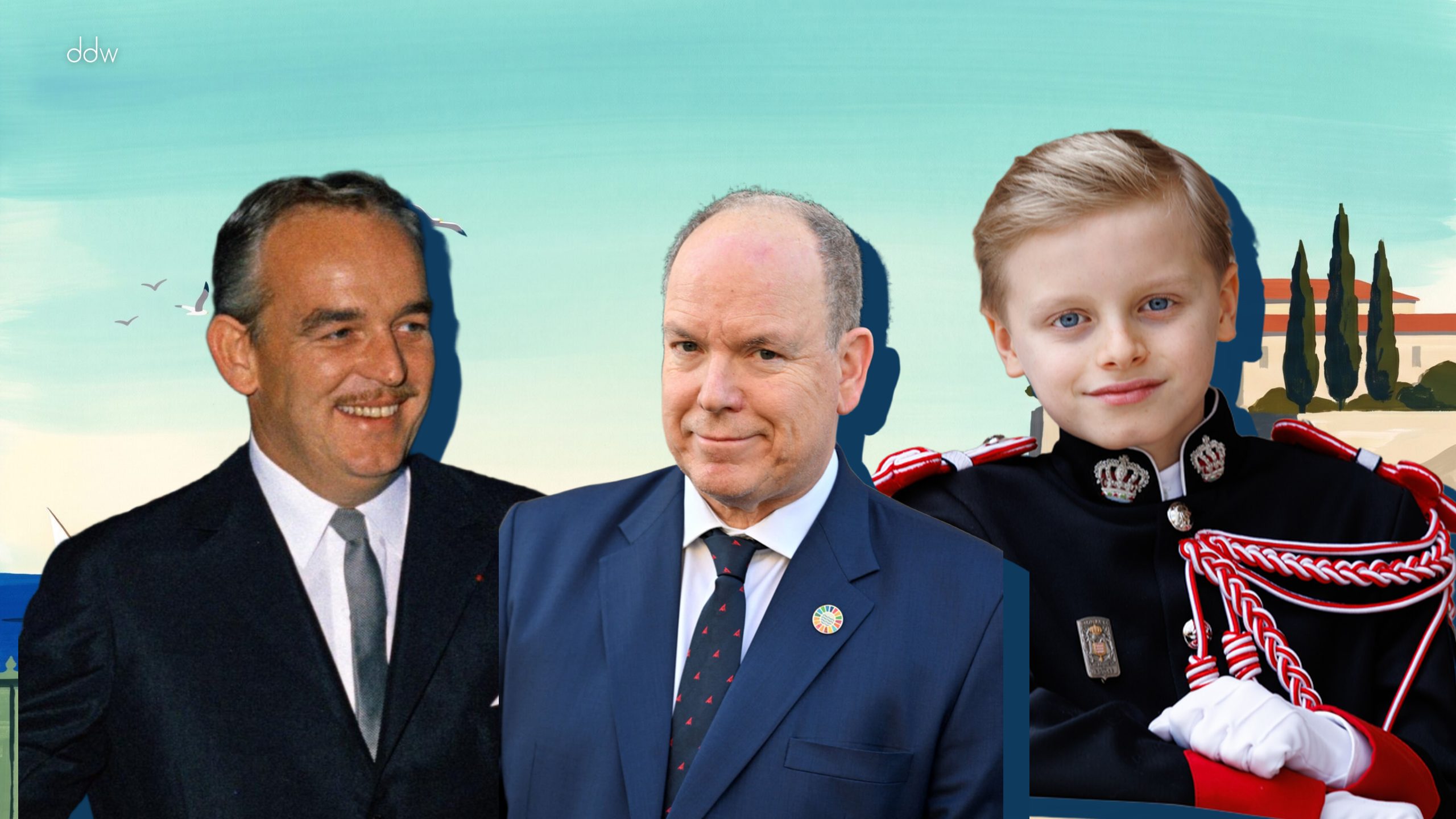 Prince Albert II of Monaco and his children (Jacques, Gabriella, Alexandre Grimaldi-Coste, Jazmin Grace)